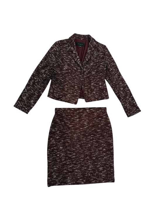 Ann Taylor Factory Jackets & Blazers - Ann Taylor Factory Burgundy Tweed Like Blazer and Skirt Set